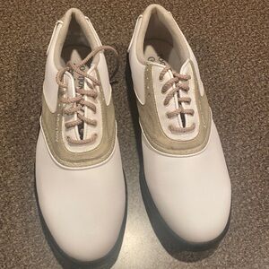 FootJoy Women’s Golf Shoes, size 10, tan and white oxfords